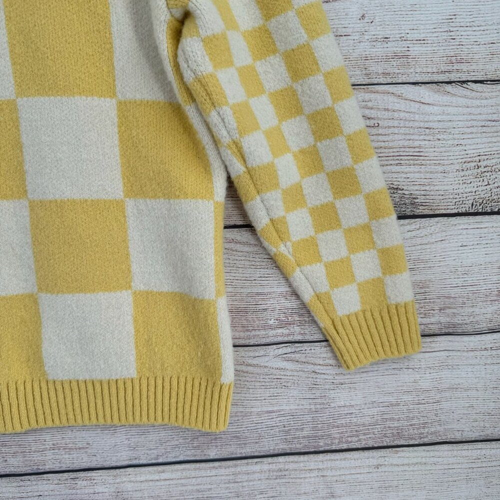 Vans Yellow & White Checkerboard Cardigan Sweater - Picture 14 of 14